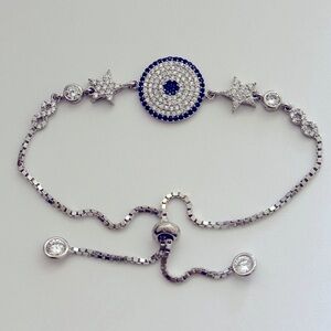 🧿925 Silver evileye infinity star bracelet bolo cz stones